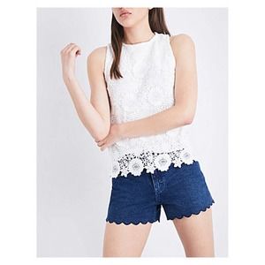 Maje Lidony Elegant Sleeveless Lace Top Ecru Women's Size Small